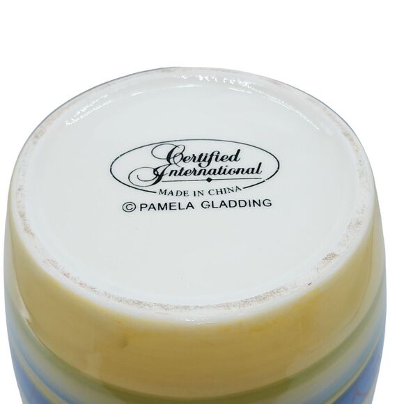 Vintage Certified International Pamela Gladding Hand-Painted Ceramic Vase 9.3inH - Picture 4 of 11